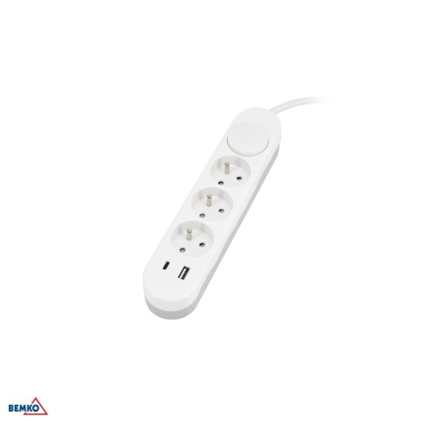EXTENSION CORD NB 3X 2P+E+OFF 1.5MM X 2.0M + 2x USB(C+A) image 1
