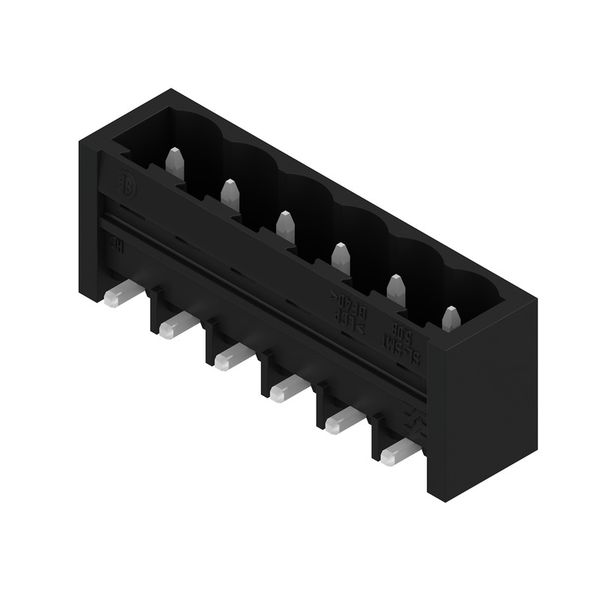 PCB plug-in connector, male header, closed side, THT/THR solder connection, 5.08 mm, Number of poles: 6, 270°, Solder pin length (l): 1.5 mm, tinned, black, Tape image 3