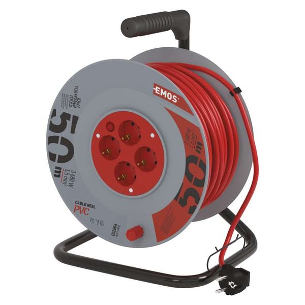 PVC Extension Cord Reel– 4 sockets, 50m, 1,5mm2 SCHUKO image 1