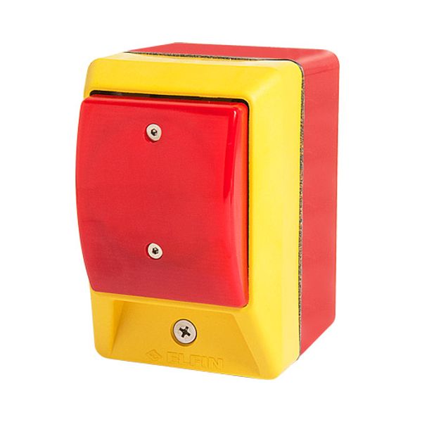 Emergency stop palm switch, illuminated, momentary, red dome button, illuminated enclosure image 1