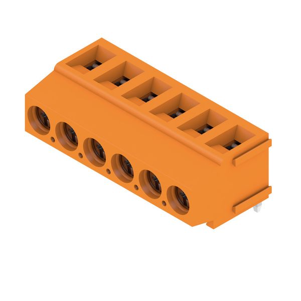 Printed circuit board terminals, 5.08 mm, Number of poles: 6, 180°, Solder pin length (l): 3.5 mm, tinned, orange, Clamping yoke connection, Clamping range, max. : 2.5 mm², Box image 3