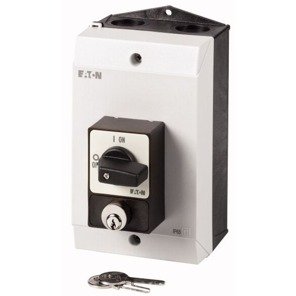 P1-25/I2/SVA(A) ON-OFF switches, P1, 25 A, surface mounting, 3 pole, with black thumb grip and front plate, Cylinder lock SVA image 1