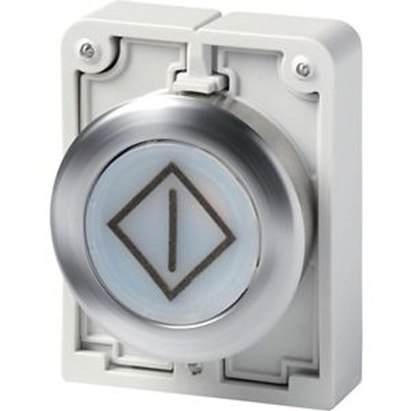M30I-FDL-W-X100 Illuminated pushbutton actuator, RMQ-Titan, flat, momentary, White, inscribed, Front ring stainless steel image 1