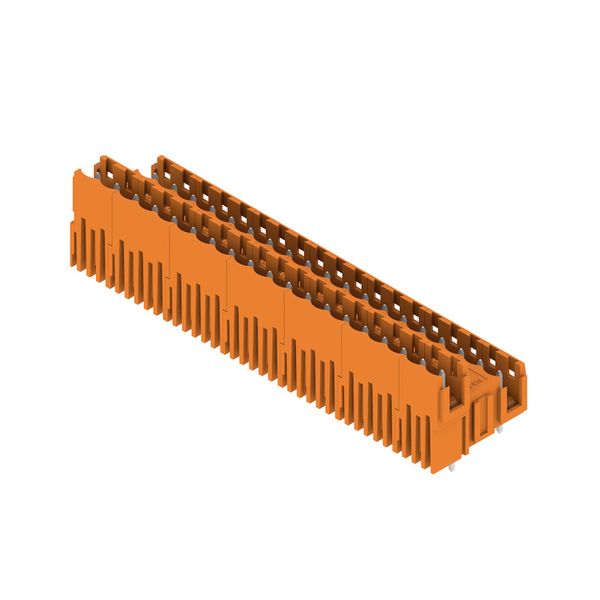 PCB plug-in connector, male header, Dovetails for fixing blocks, THT solder connection, 5.08 mm, Number of poles: 38, 180°, Solder pin length (l): 3.2 mm, tinned, orange, Box image 4