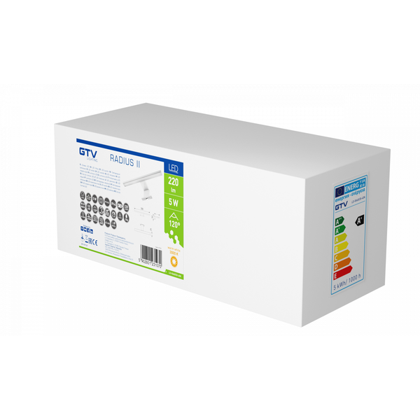 LED luminaire RADIUS, AC220-240V, 5 W, 2700K, IP44, chrome image 2