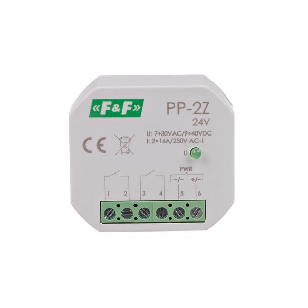 Electromagnetic relay, 2NO 16A, flush-mounted, in PDT housing, U=7Ã·30VAC / 9Ã·40VDC image 2