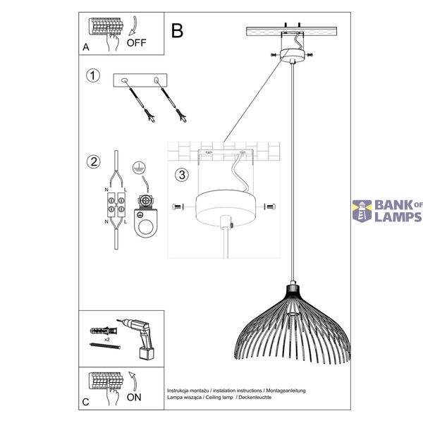 HANGING LAMP UMB BLACK E27 1X60W IP20 image 5