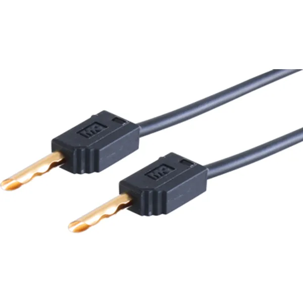 Measuring lead with (2 mm hollow plug, straight) to (2 mm hollow plug, straight), 150 mm, black, PVC, 0.5 mm², 28.0033-01521 image 1