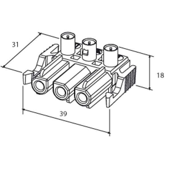 Coupler 3-p socket, narrow, wht image 3