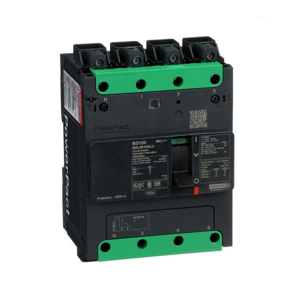 MCCB 14kA 600Y/347V UL 100A 4P EVERLINK image 1