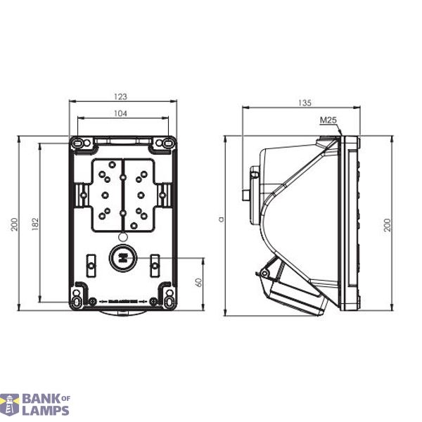 Fixed socket COMBO-POL 16A 5P 6h IP44 image 2