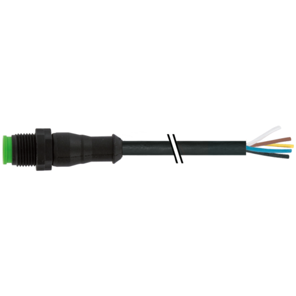 M12 female 0° A-cod. with cable Lite PUR 5x0.34 bk UL/CSA+drag ch. 0.6 image 1