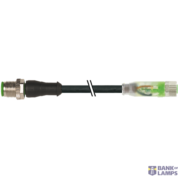 M12 male 0° / M8 female 0° A-cod. LED PUR 3x0.25 bk UL/CSA+drag chain  image 2