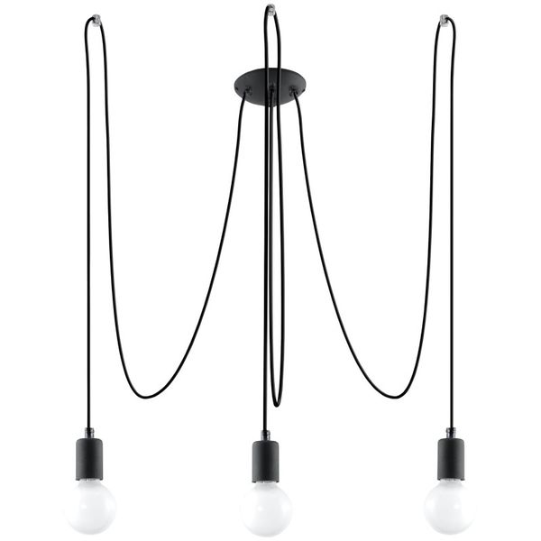 EDISON CHANDELIER 3 BLACK E27 3X60W IP20 image 1