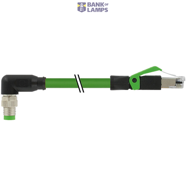 M8 male 90° A-cod. / RJ45 male 0° shielded PUR 1x4xAWG26 GN 60m image 1