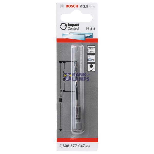 HSS Hex-Shank Twist Drill Bit 2.5 mm 2.5 x 30 x 69 mm 1 pcs. image 2