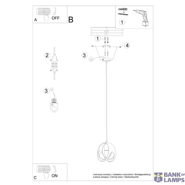 HANGING LAMP TULOS 1 BLACK E27 1X60W IP20 image 4