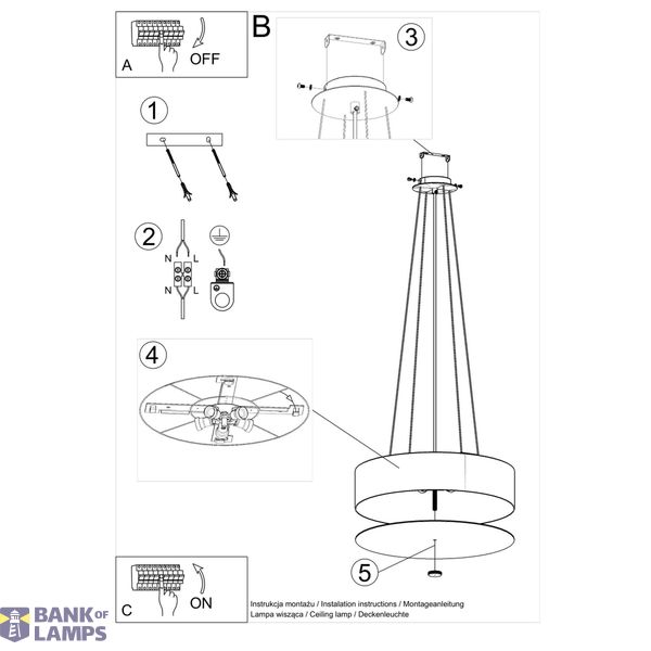 CHANDELIER SCALE 50 BLACK E27 5X60W IP20 image 4