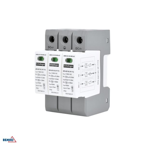 SURGE PROTECTOR 3P 12.5kA DC 1000V CLASS T1+T2 GDT SCHELINGER image 1