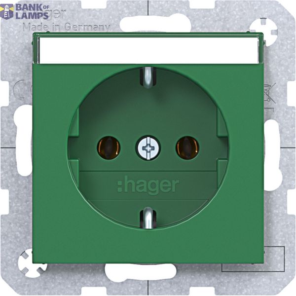 SCHUKO wall socket, text field, plug-in type, A.x/C.x, green image 1