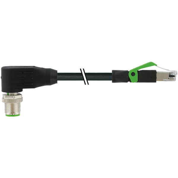 M12 male 90° D-cod. / RJ45 0° shielded PUR 1x4xAWG22 bk 2.8m image 1
