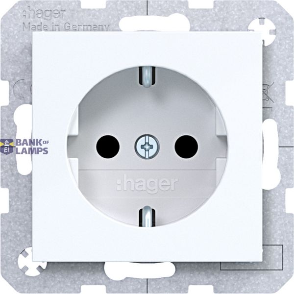 SCHUKO wall socket, Safety Plus, screw terminals, A.x/C.x, white glossy. image 1