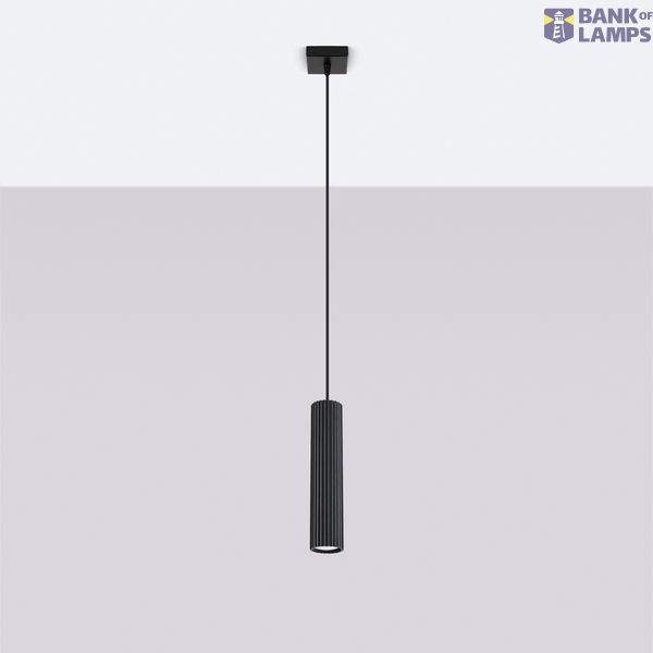 SINGLE BLACK PENDANT ON GU10 WITH CYLINDRICAL ELEGANT LAMP, CARBON SERIES image 2