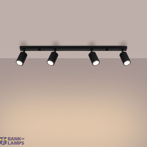 BLACK CARBON CEILING LAMP OBLONG STRIP WITH 4 MOVABLE GU10 SPOTLIGHTS image 10