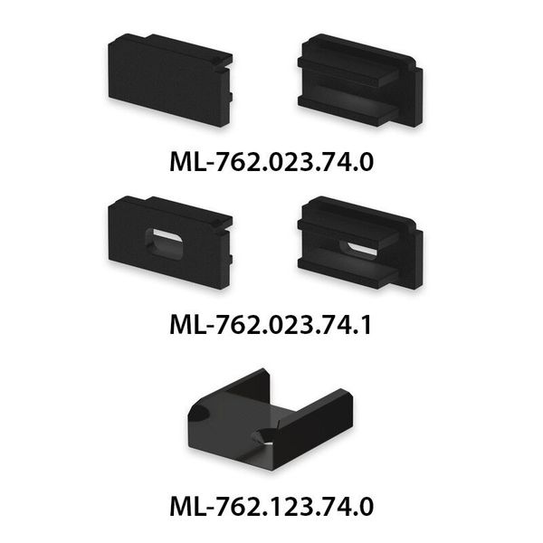 Attached aluminum profile black PG2 16x8mm including White diffuser 2m image 1