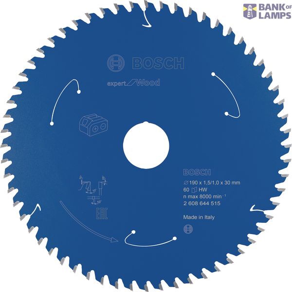 Expert for Wood Circular Saw Blade for Cordless Saws 190x1.5/1x30 T60 image 1