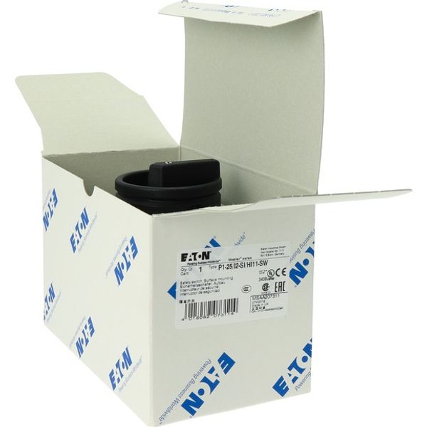 P1-25/I2-SI/HI11-SW Safety switch, P1, 25 A, 3 pole, 1 N/O, 1 N/C, STOP function, With black rotary handle and locking ring, Lockable in position 0 with cover interlock, image 9