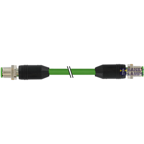 M12 male 0° X-cod. / M12 male 0° D-cod. Shielded PUR gn 2.20m image 1