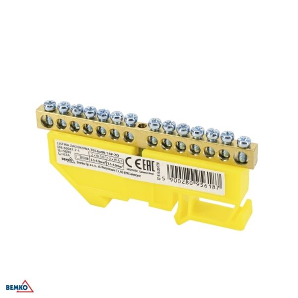 DIN RAIL TERMINAL BLOCK 6x9 YELLOW image 1