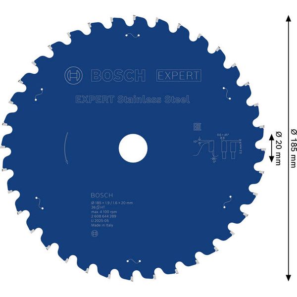 Circular saw blade Expert for Stainless Steel 185 x 20 x 1,9 x 36 image 2