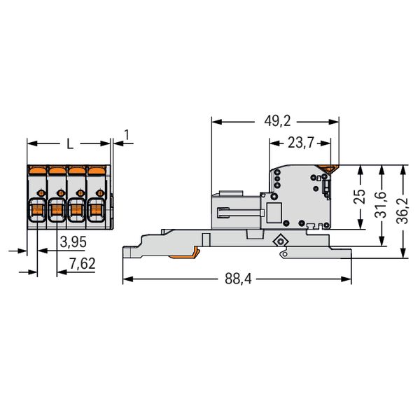 1-conductor male connector lever Push-in CAGE CLAMP®, light gray image 2