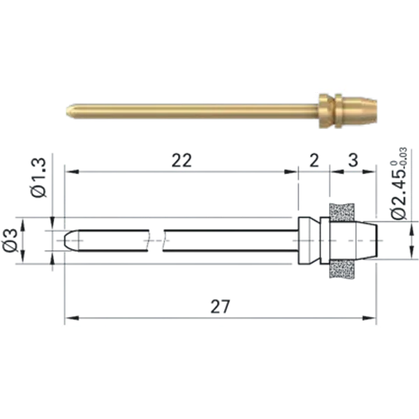 1.3 mm plug pin, S1.3-22 image 1