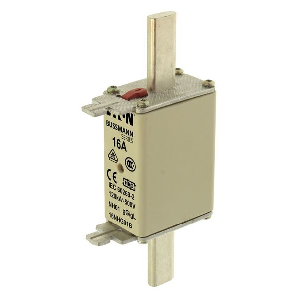 Fuse-link, LV, 16 A, AC 500 V, NH01, gL/gG, IEC, dual indicator, live gripping lugs image 10