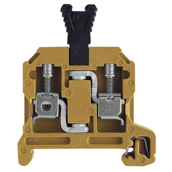 Test-disconnect terminal, Screw connection, medium yellow, 4 mm², 25 A, 400 V, Number of connections: 2, Number of levels: 1 image 1