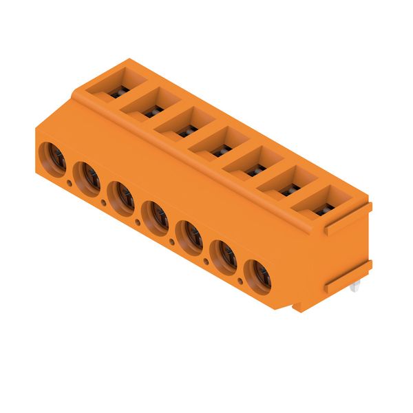 Printed circuit board terminals, 5.08 mm, Number of poles: 7, 180°, Solder pin length (l): 3.5 mm, tinned, orange, Clamping yoke connection, Clamping range, max. : 2.5 mm², Box image 6