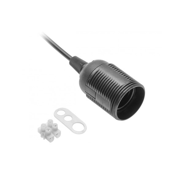 Socket E27 with cable and terminal block, black image 1