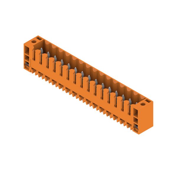PCB plug-in connector, male header, Flange, THT solder connection, 3.50 mm, Number of poles: 15, 180°, Solder pin length (l): 3.2 mm, tinned, orange, Box image 2