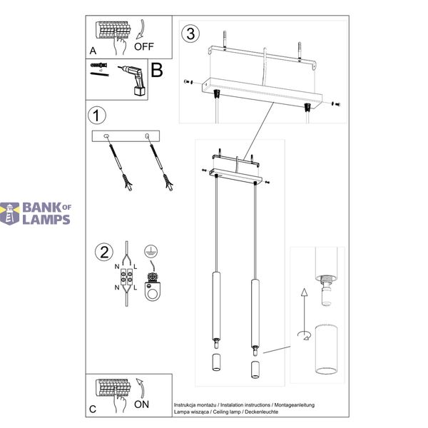 HANGING LAMP WEZYR 2 BLACK G9 2X40W IP20 image 4