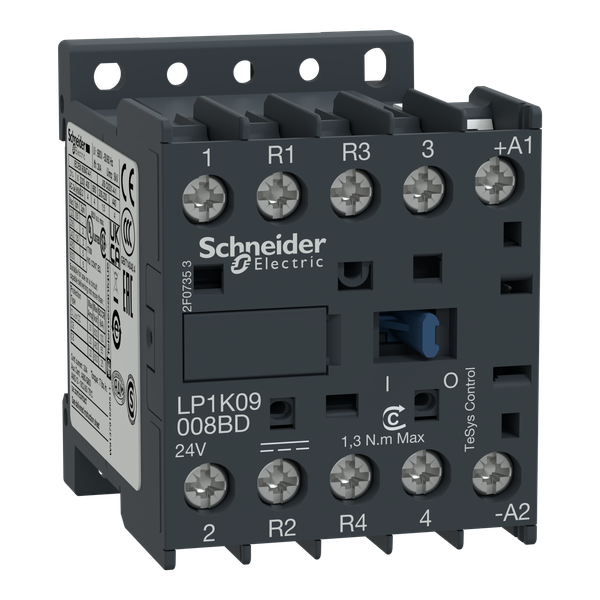 Contactor, TeSys K, 4P, 2 NO + 2 NC, AC-1, lt or eq to 440V, 20A, 60VDC coil image 1