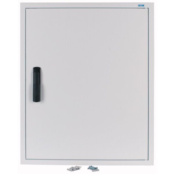 BP-U-3S-600/7-P-W Flush-mounting trim ring with sheet steel door and locking rotary lever for 3-component system, W = 600 mm, H = 760 mm, white image 1