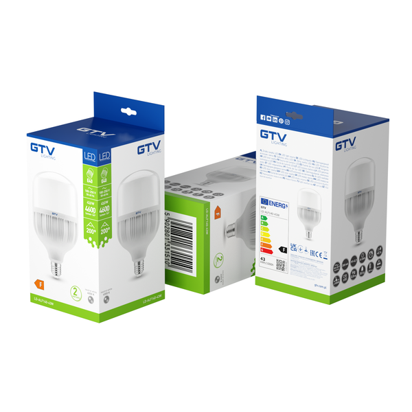 LED Bulb E40, F100, 43 W, 4600 lm, 4000K, AC180-250V, 200° image 3