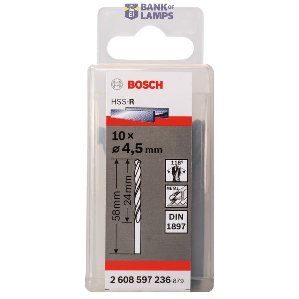 Stub drill bits, HSS-R, DIN 1897 4,5 x 24 x 58 mm 10 pcs. image 2