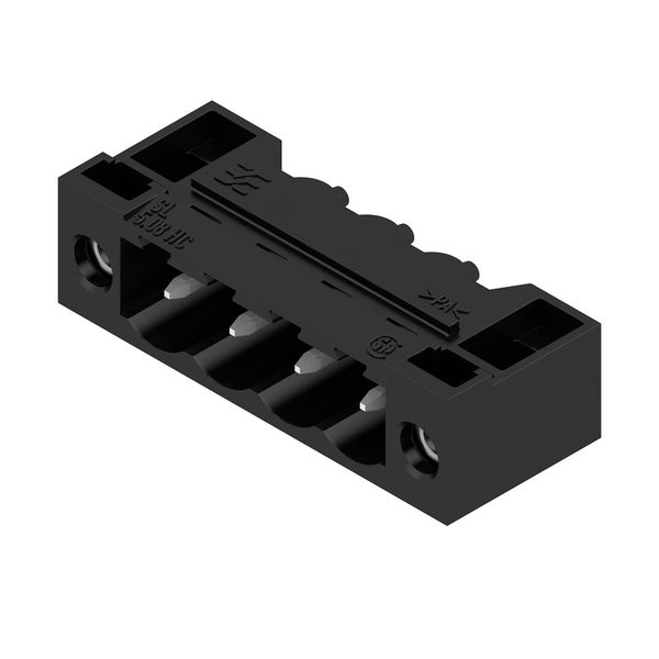 PCB plug-in connector, male header, Flange, THT solder connection, 5.08 mm, Number of poles: 4, 90°, Solder pin length (l): 3.2 mm, tinned, black, Box image 2