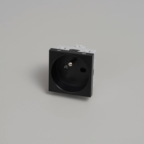 FRENCH BELGIAN SOCKET MODULE / TYPE E / 45 MM / BLACK image 1