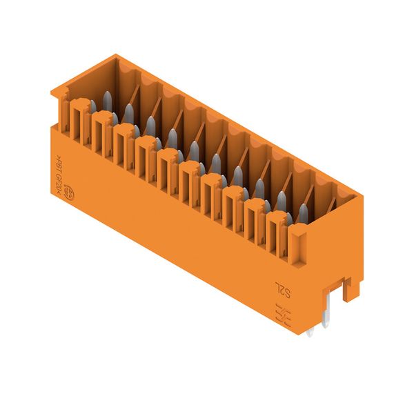 PCB plug-in connector, male header, closed side, THT solder connection, 3.50 mm, Number of poles: 22, 180°, Solder pin length (l): 3.5 mm, tinned, orange, Box image 4
