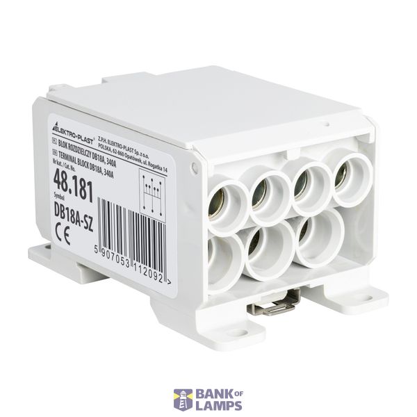 Distribution Block DB18A-SZ (gray), 315A, insert: Tin-plated Aluminum (AL6060) image 1